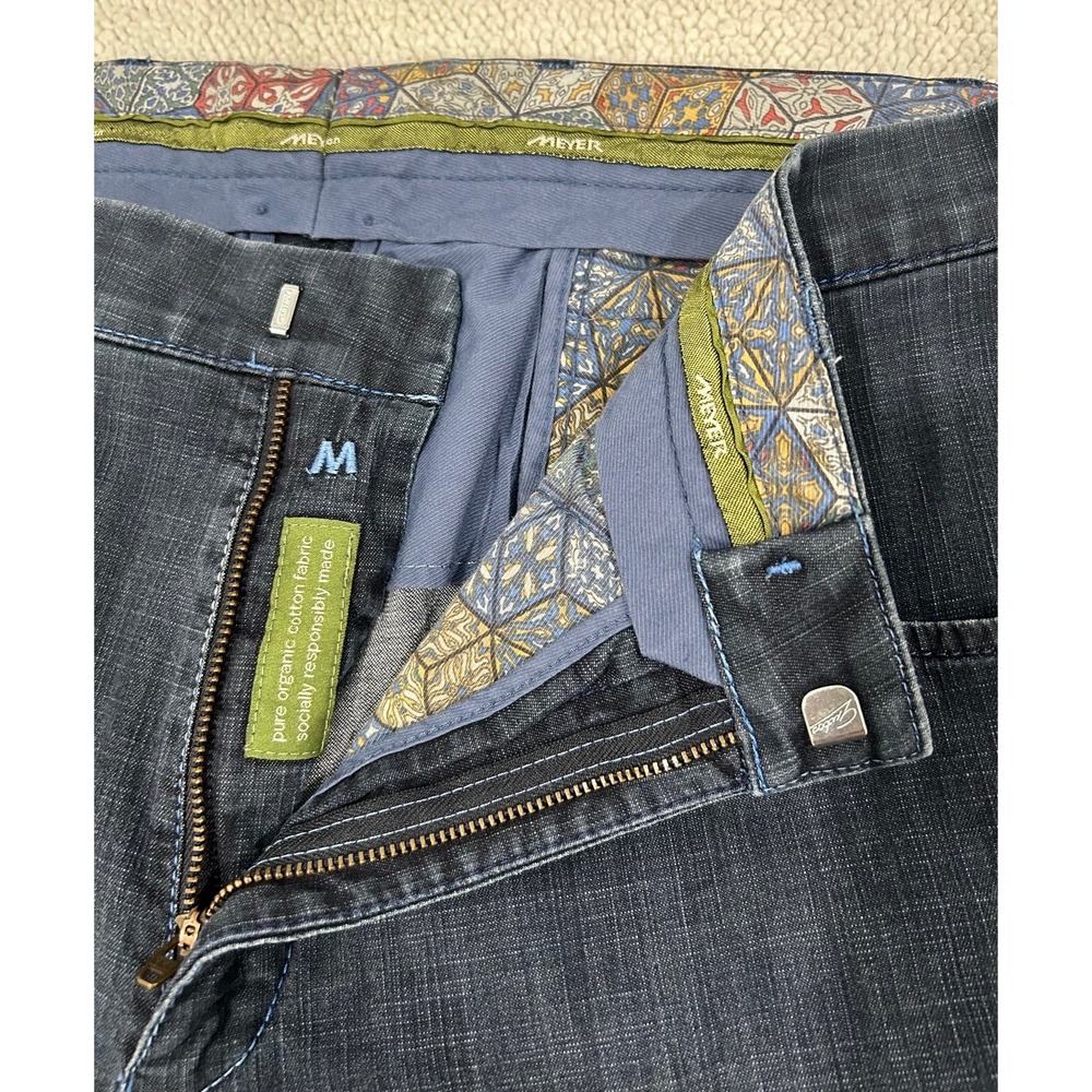 Meyer Diego 451 Denim Trousers Jeans Men 38x30 Dark Wash Organic Cotton - Picture 4 of 10